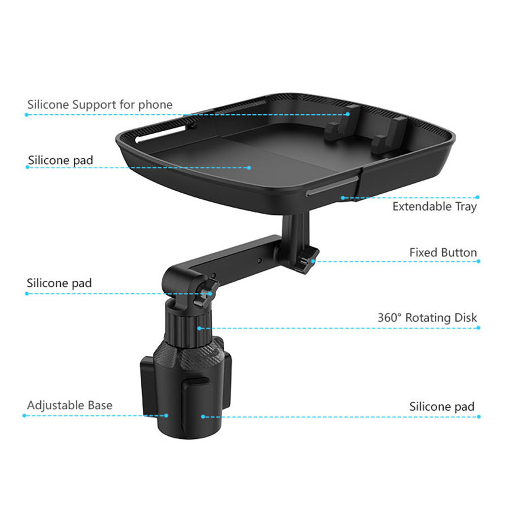 Adjustable 360 Degree Rotation Car Cup Holder ABS Food Table Organizer - Belking Model CUP-B01